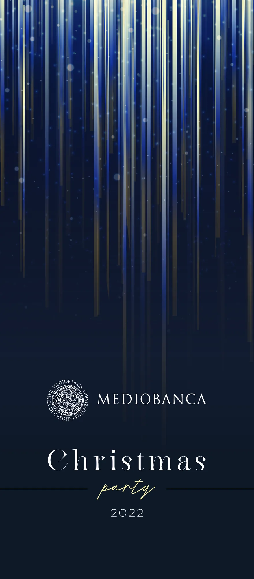 G2 Eventi per Mediobanca — Mediobanca Christmas Party: evento aziendale, 124×281 CM