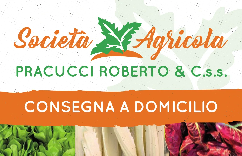 Società Agricola Pracucci Roberto & C.s.s. — Ortofrutta a domicilio: tavola 1 di 2, 85×55 MM