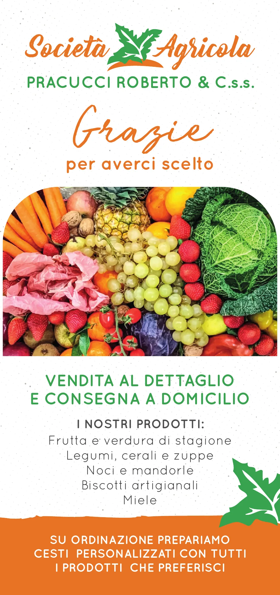 Società Agricola Pracucci Roberto & C.s.s. — Ortofrutta a domicilio: tavola 1 di 2, 98×210 MM