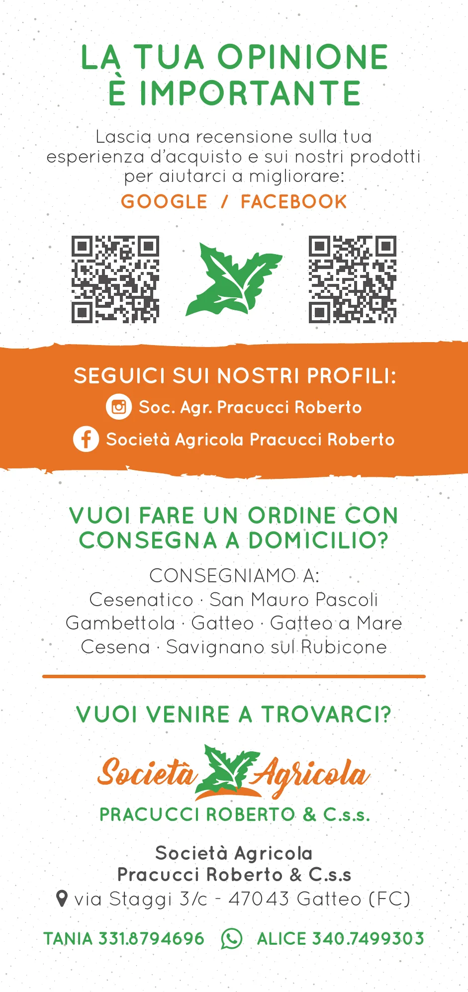 Società Agricola Pracucci Roberto & C.s.s. — Ortofrutta a domicilio: tavola 2 di 2, 98×210 MM
